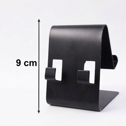 Fully collapsed black foldable metal mobile stand