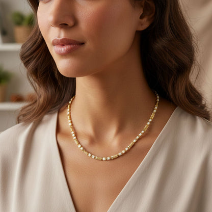 Elegant gold tone chain necklace with secure clasp