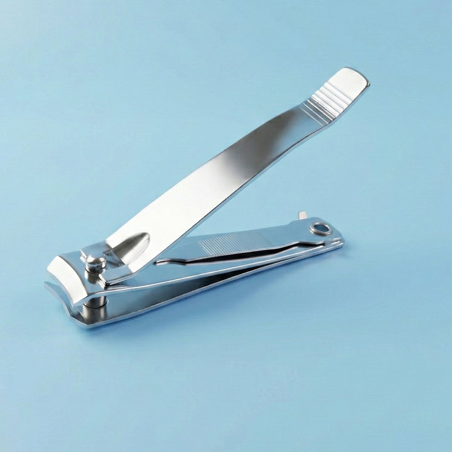 Stainless steel nail cutter showing lever mechanism and sharp edges
