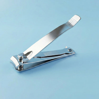 Stainless steel nail cutter showing lever mechanism and sharp edges