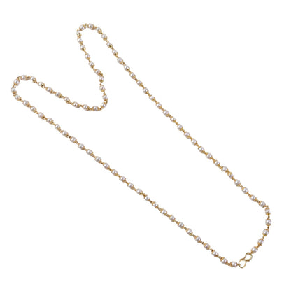 Festive pearl beaded necklace in gold-tone for women