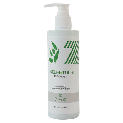 Side view of Neem & Tulsi Face Wash bottle highlighting pump dispenser