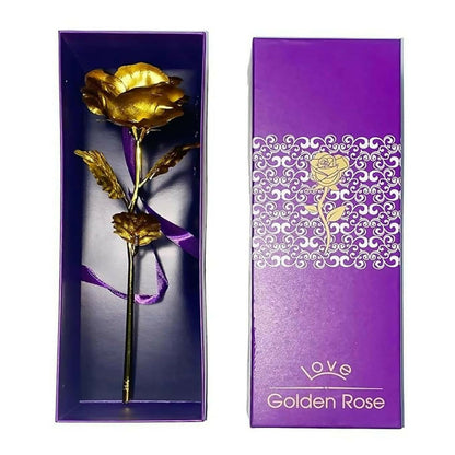 Gold plated decorative rose flower with vivid details