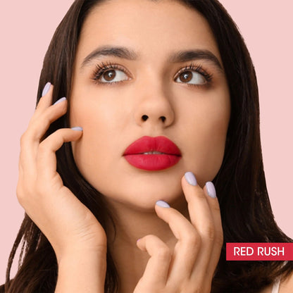 Velvet texture of Red Rush lip color for smooth application