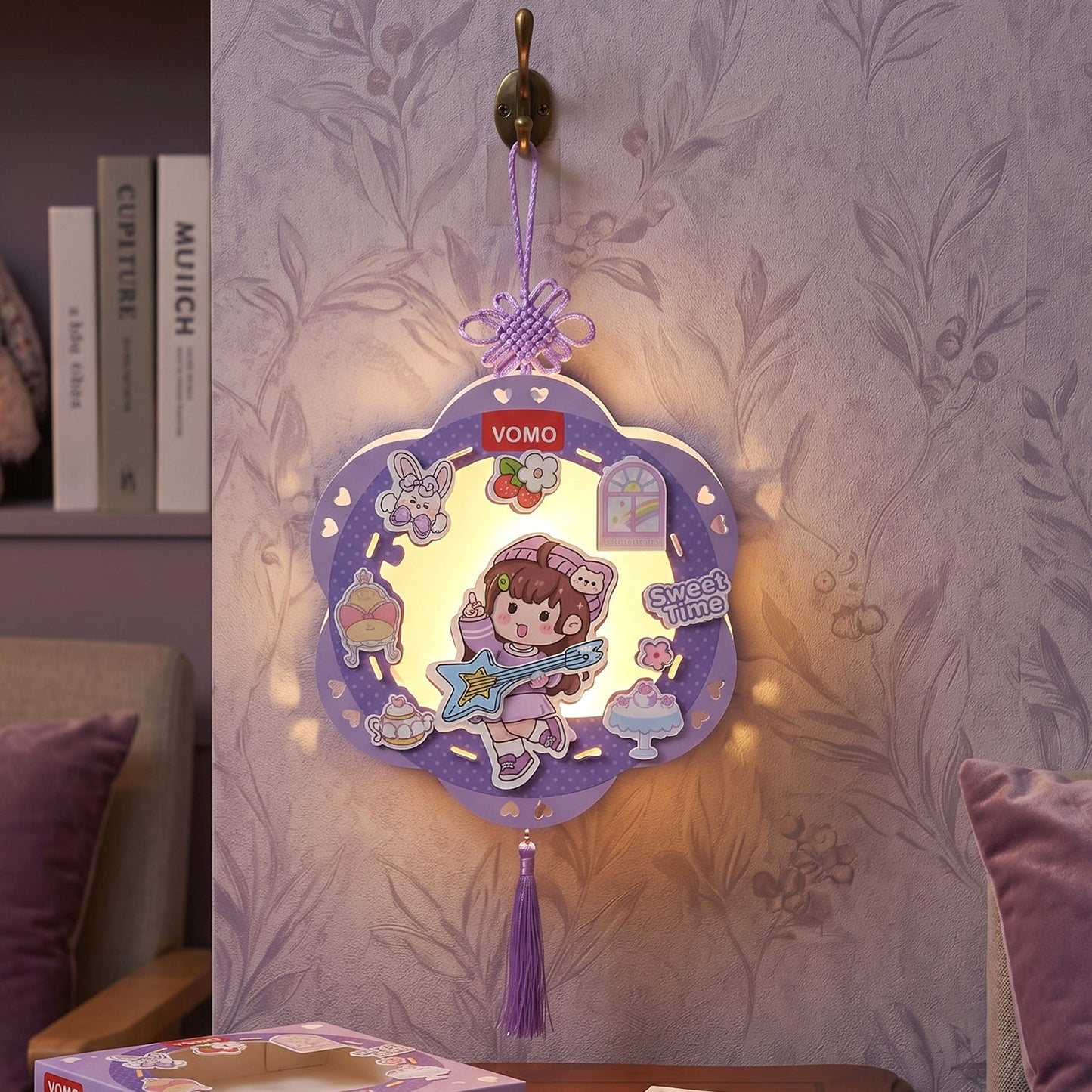 Set of vibrant lanterns lit up for celebration