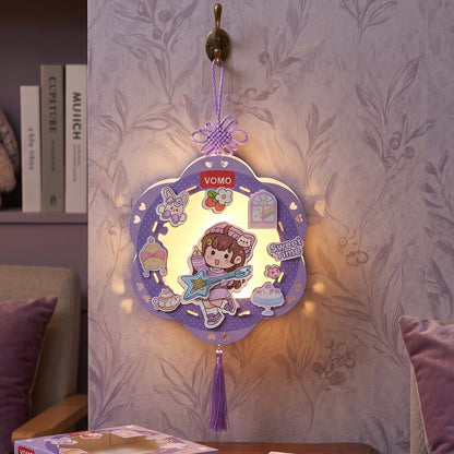 Set of vibrant lanterns lit up for celebration