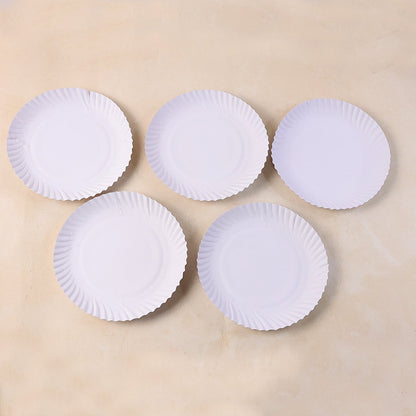 9 inch compostable paper plates arranged for party service
