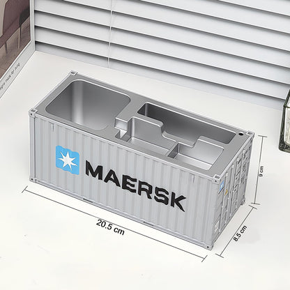 Compact multi-compartment container-style desk organizer for stationery
