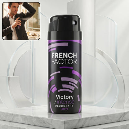 French Factor Victory Deodorant for Men in spray bottle