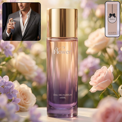 Premium spray bottle of Flower Eau De Parfum with floral design