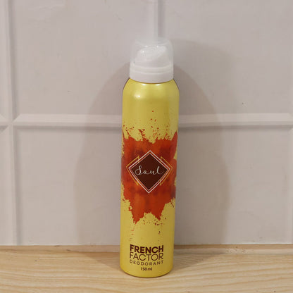 Product display of French Factor Soul deodorant spray