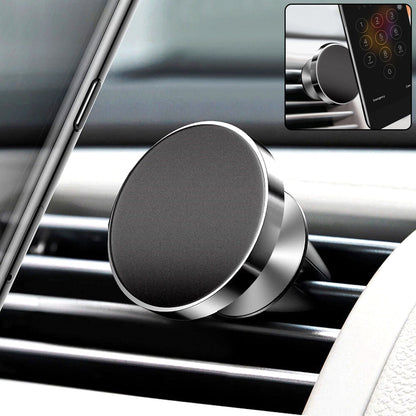 Rotating magnetic phone holder securely mounted inside car
