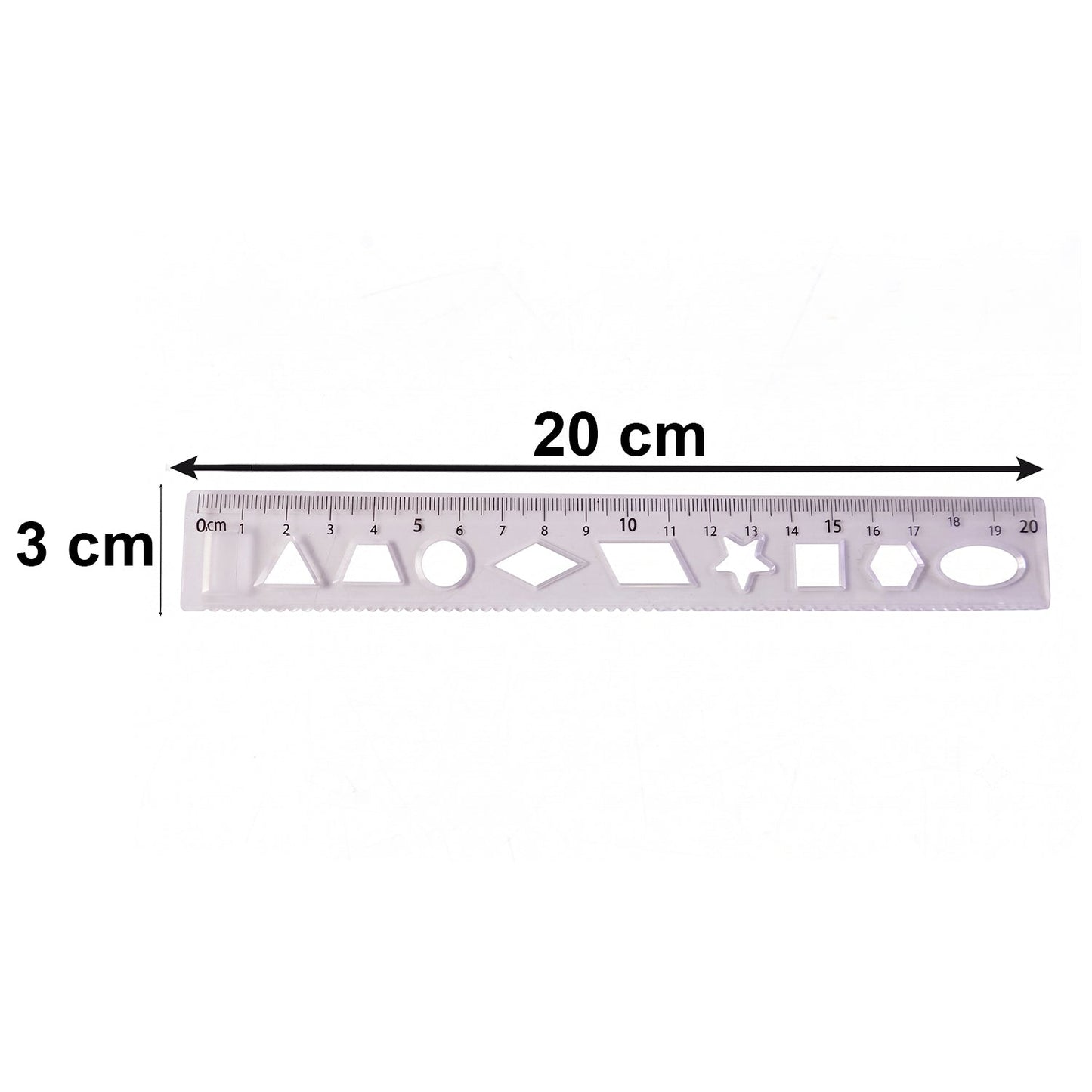 20 cm transparent plastic ruler for geometry and design