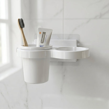 Multi-slot wall mounted bathroom storage for grooming essentials