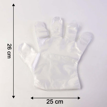 Size label of disposable clear plastic gloves pack