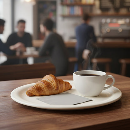 Stackable serving plates designed for compact kitchen storage