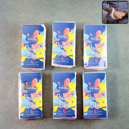 Premium pocket tissue pack showing ultra-soft facial tissues in individual packs