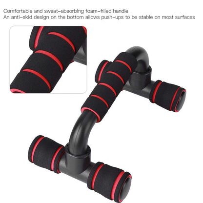 Full set of Konex Push-Up Bars arranged for a home gym setup, promoting upper body fitness.