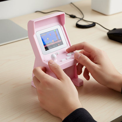 Arcade gaming console with joystick and buttons for classic gameplay