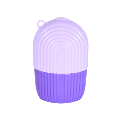 Purple ice roller showing durable reusable silicone handle and diamond texture