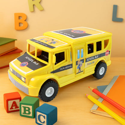 Push friction-powered bus toy for kids indoor and outdoor play