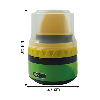 Compact black shoe polish cream container, travel-friendly size