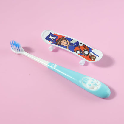 Close view of soft bristle toothbrush designed for children's sensitive gums