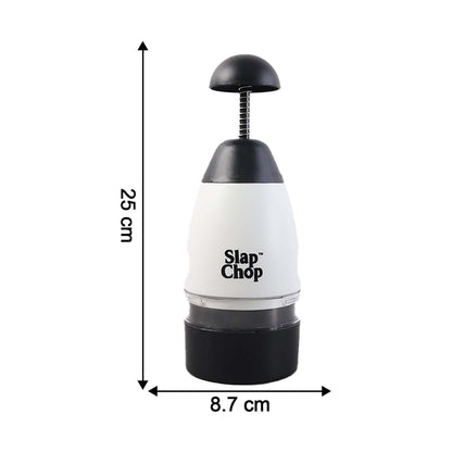 Kitchen slap chop with size indicator on container