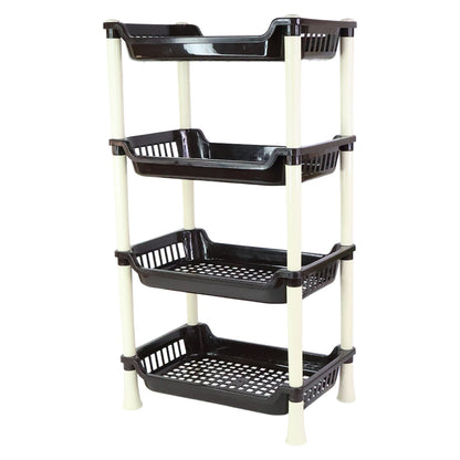 Close-up showing material and design details of the plastic storage rack
