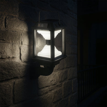 Outdoor solar LED lamp mounted on pole providing energy-efficient lighting