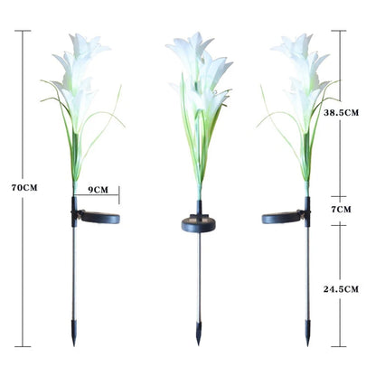 Dimension representation of solar garden flower lights approximately 40 cm tall