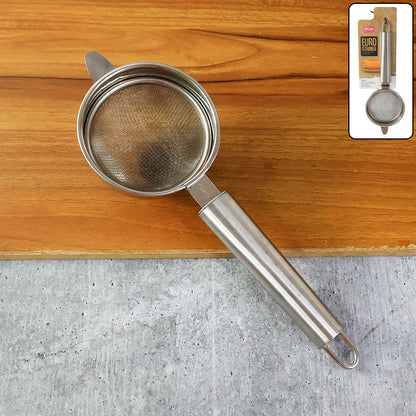Medium euro mesh strainer with double stainless steel mesh and pipe handle