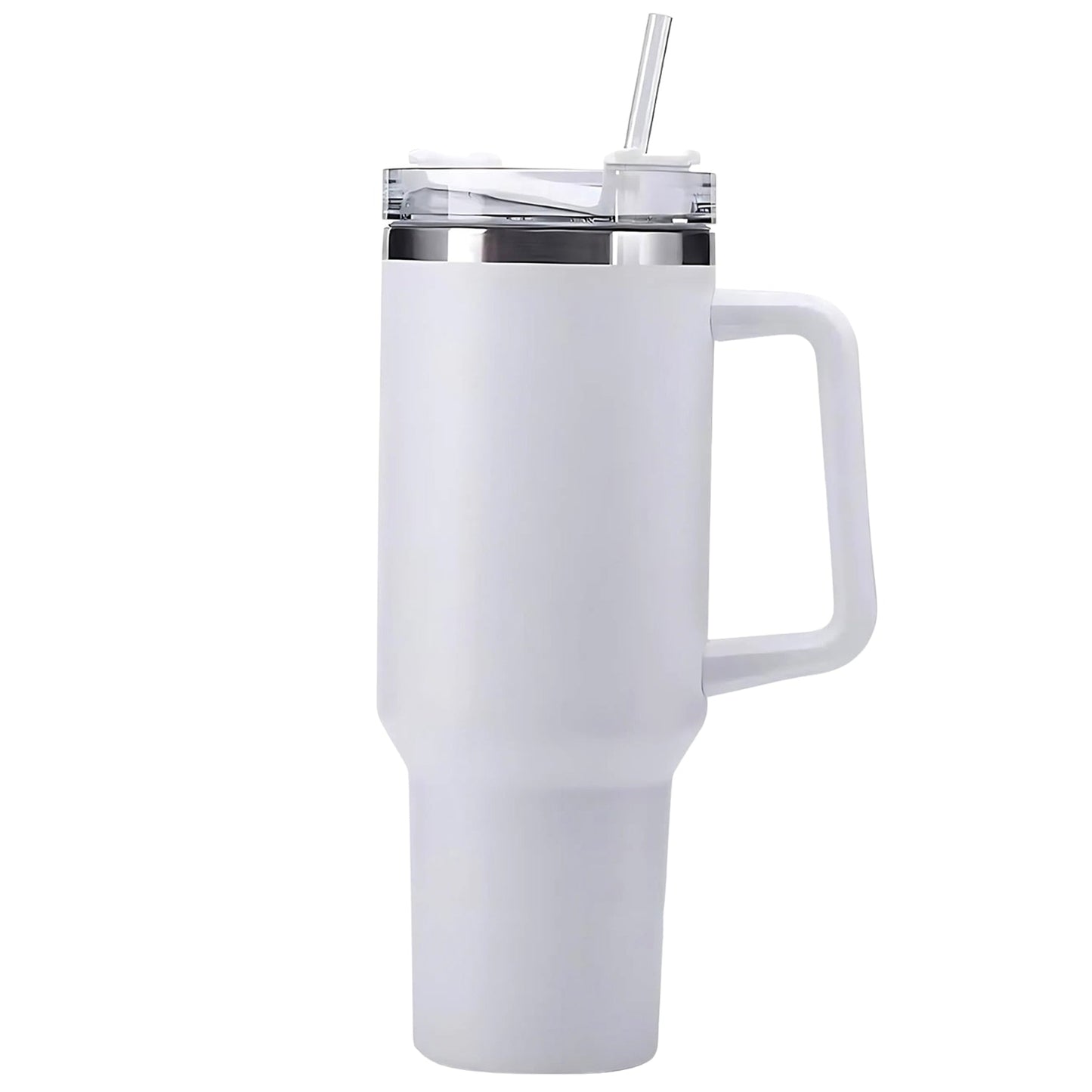 Portable white stainless steel drink tumbler ideal for office and travel