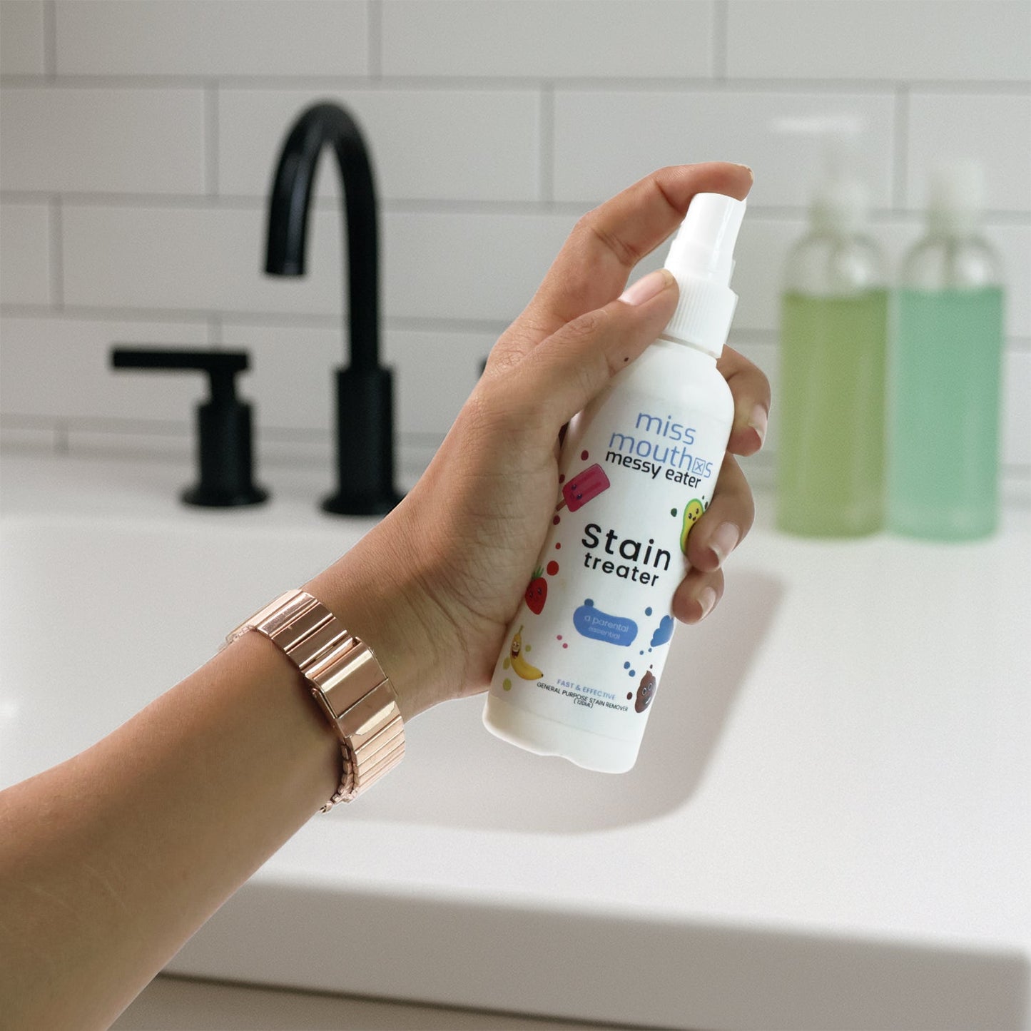 Close-up of effective stain removing spray for fabric and home surfaces