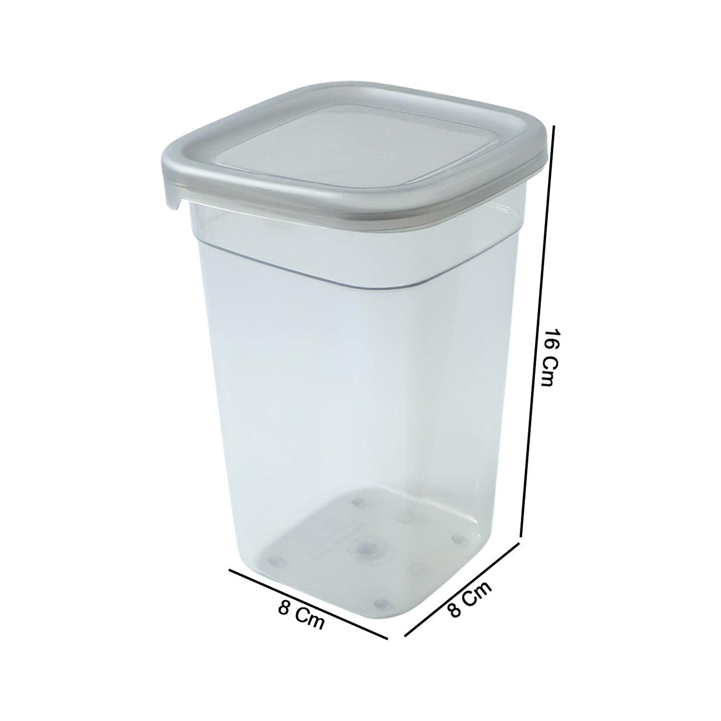 Clear plastic kitchen storage container with secure airtight lid