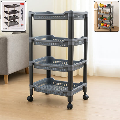 Apex 4-layer plastic storage rack with ventilated baskets ideal for fresh fruit storage