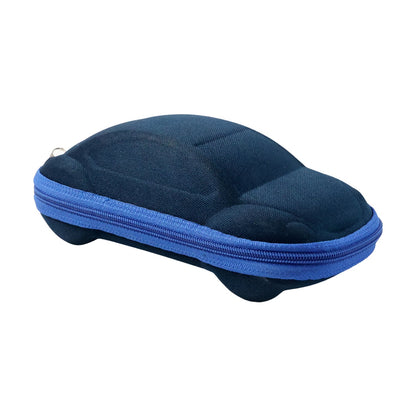 Car-shaped kids' sunglasses box with durable hard-shell exterior