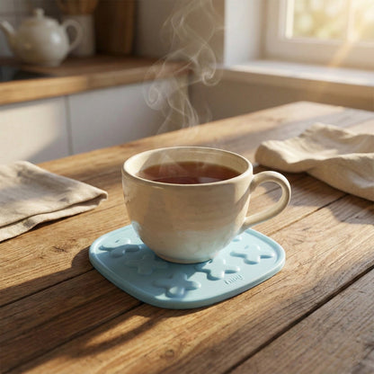 Multipurpose heat-resistant coaster holding a hot pot in kitchen