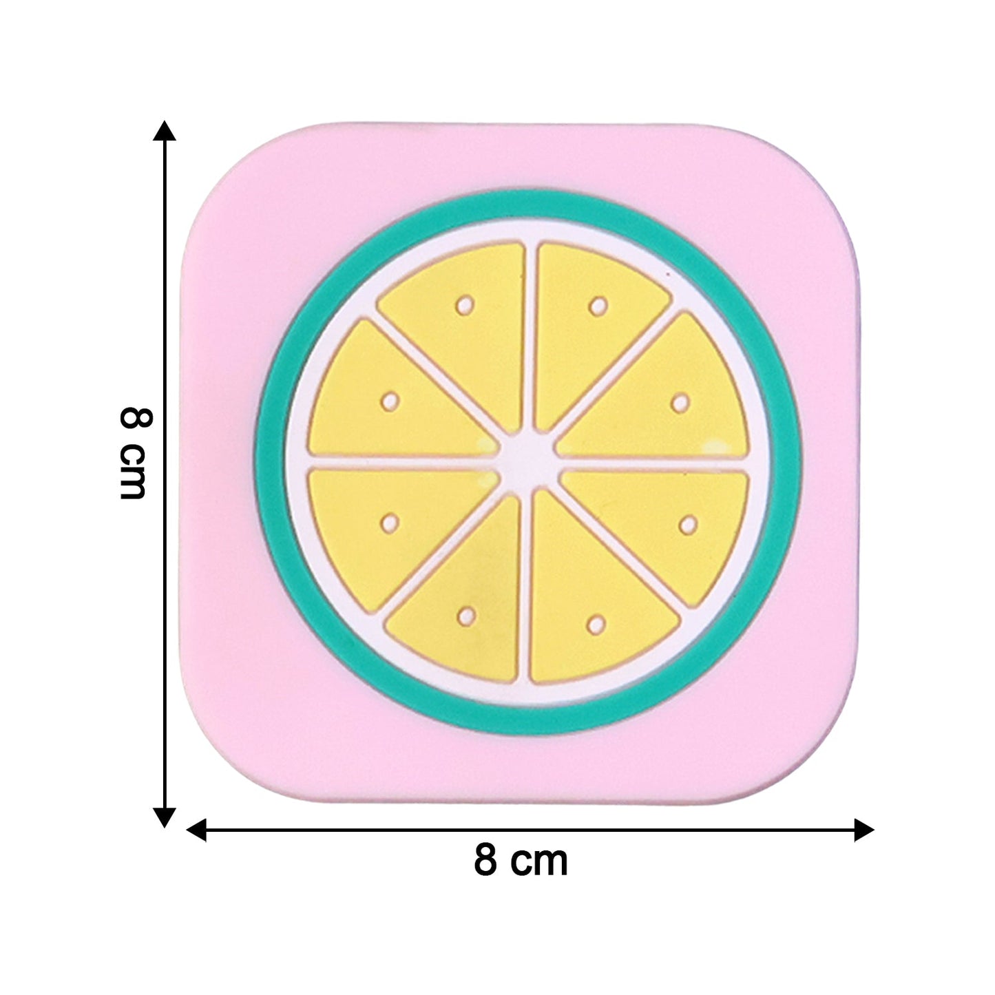 Bright yellow lemon silicone drink coaster displayed on coffee table