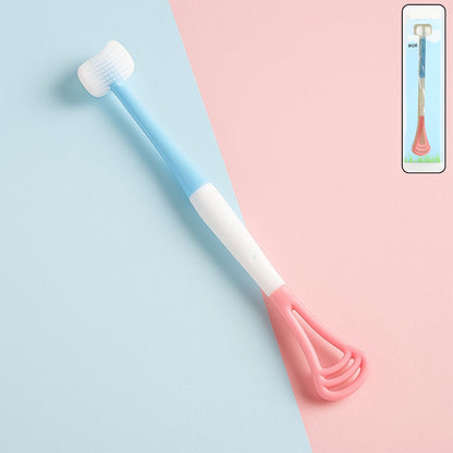 Baby tongue cleaner with soft silicone brush and oral massager