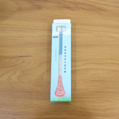 Baby gum massager and tongue scraper stick with soft silicone
