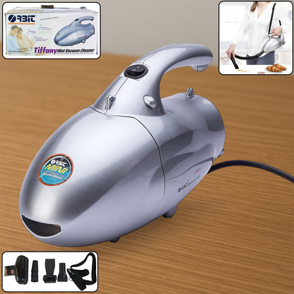 Front view of Orbit handheld mini vacuum cleaner showing ergonomic design
