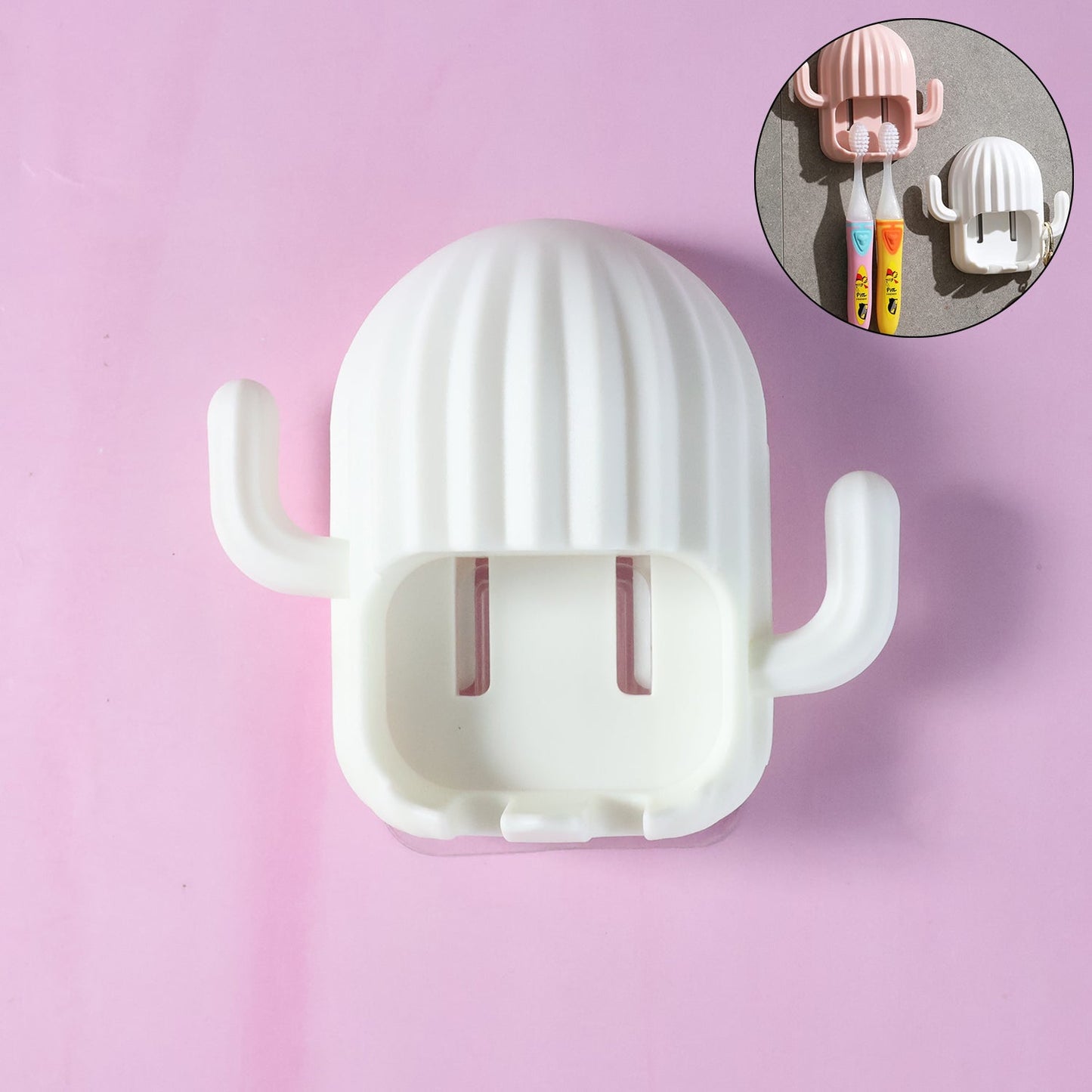 Wall mounted cactus toothbrush holder with dust-proof cover protecting toothbrushes