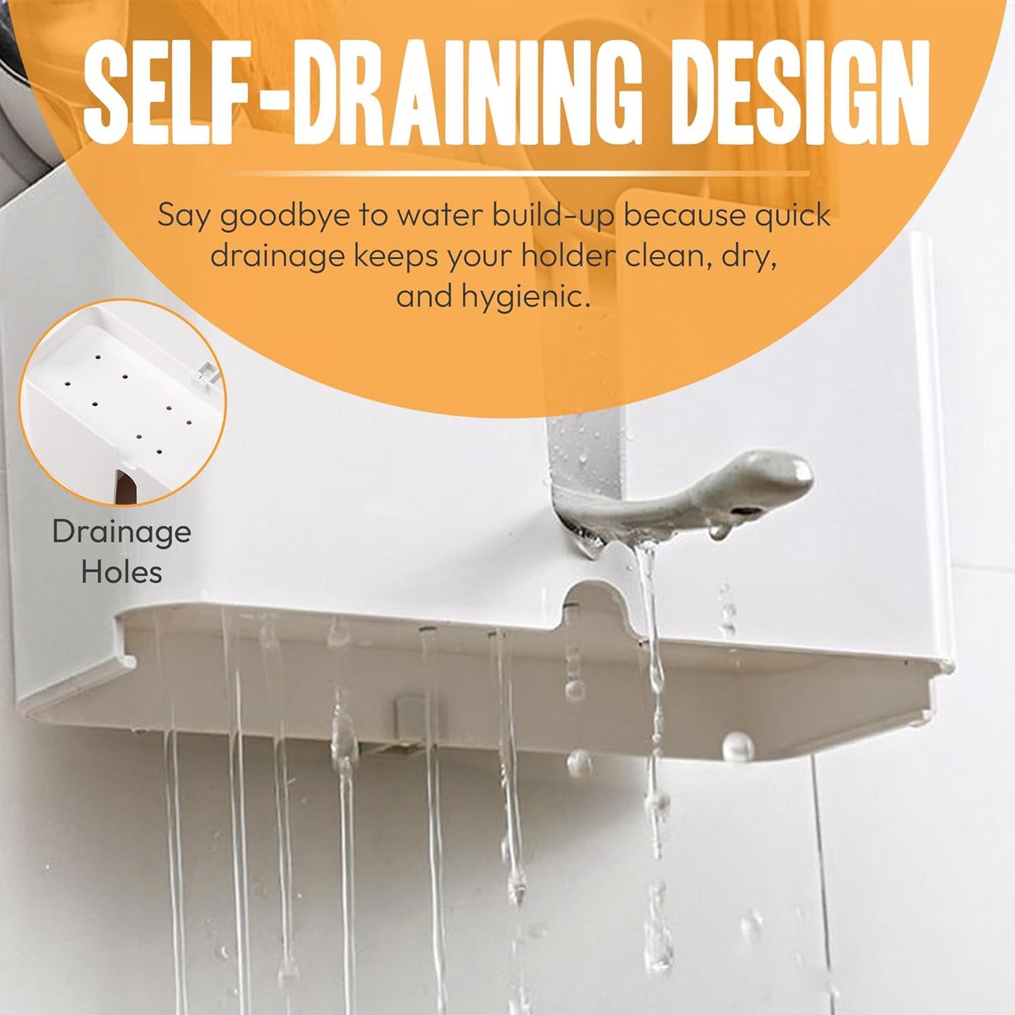 Wall mounted toothbrush holder adhesive back for secure installation