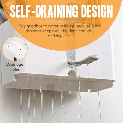 Wall mounted toothbrush holder adhesive back for secure installation