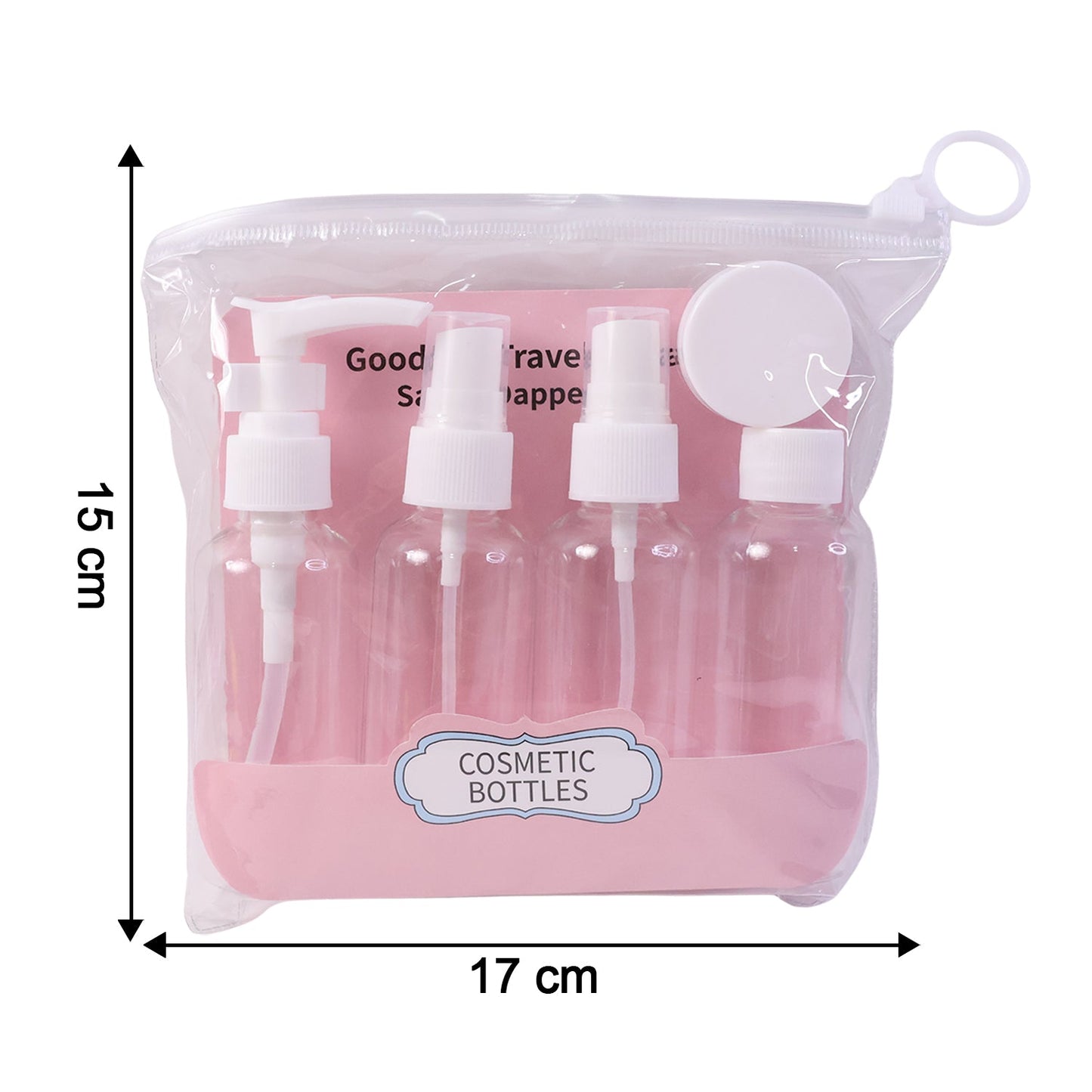 Refillable travel cosmetic bottles and cream jar for grooming and skincare