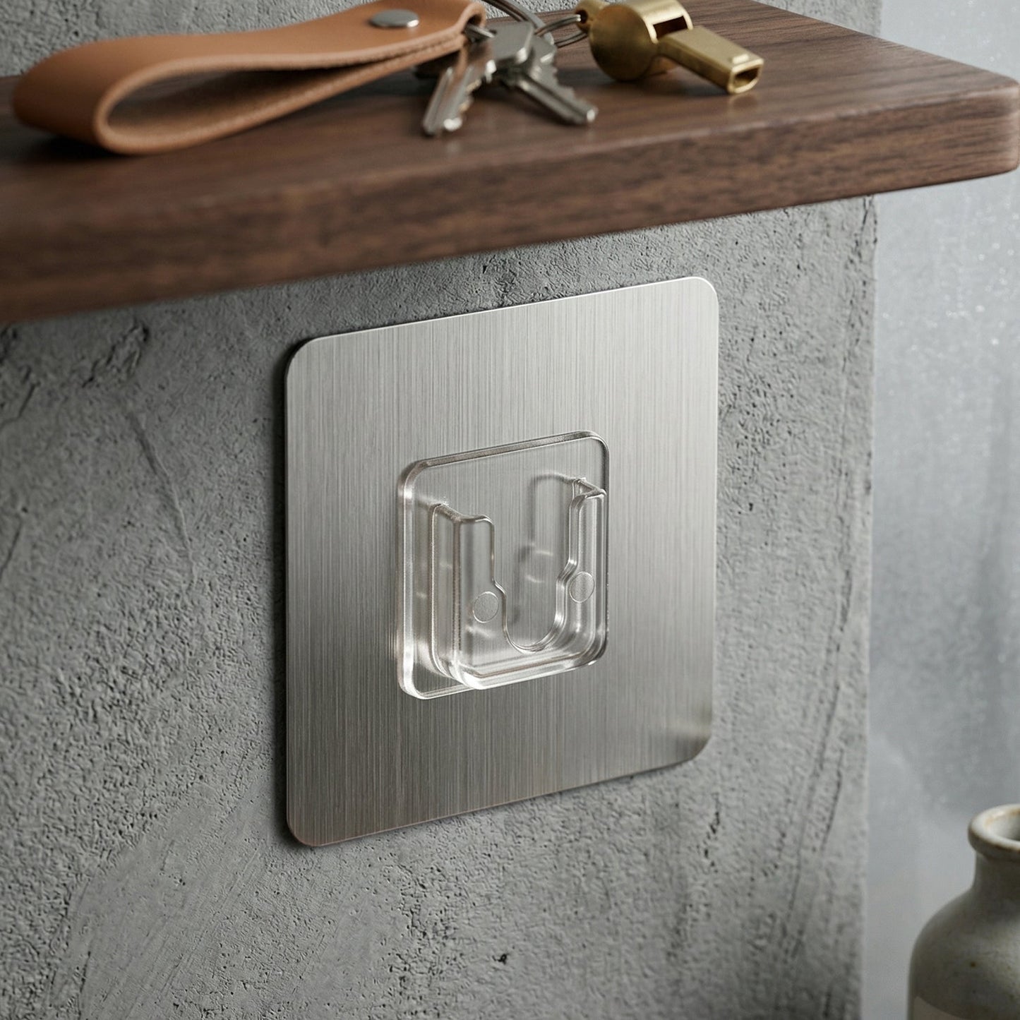 Wall hanging hook for keys and accessories with secure adhesive