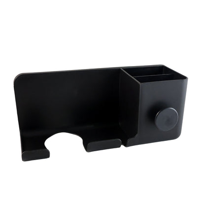 Wall mounted hair dryer stand with organizer shelf in dressing area