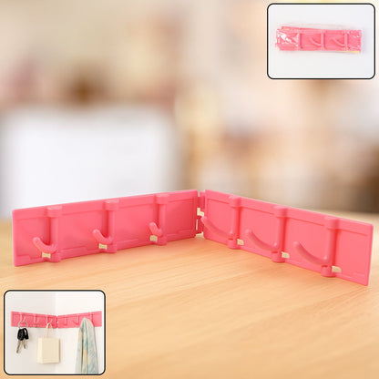 Foldable rotating wall-mounted multipurpose hook rack with 6 hooks for kitchen and bathroom storage