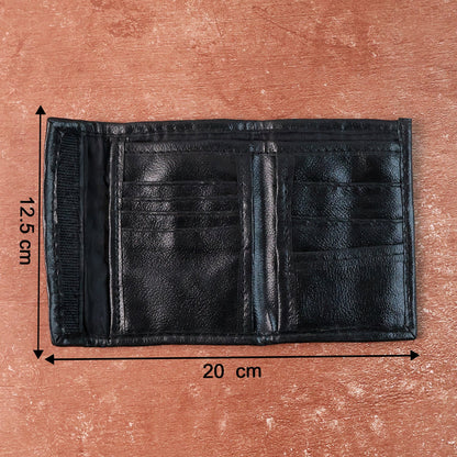Premium quality genuine leather bi-fold wallet closed view